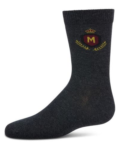 MeMoi MeMoi Stitched M Crest Solid Color Dress Crew Socks