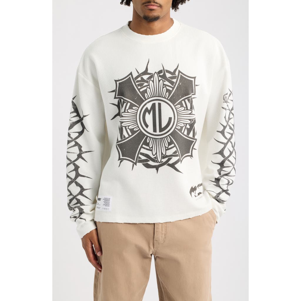 MEMORY LANE MEMORY LANE Bomberhorn Cross Oversize Long Sleeve Waffle Graphic T-Shirt