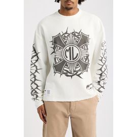 MEMORY LANE MEMORY LANE Bomberhorn Cross Oversize Long Sleeve Waffle Graphic T-Shirt
