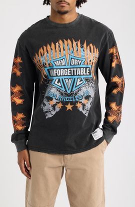 MEMORY LANE MEMORY LANE Flame Shield Oversize Cotton Graphic T-Shirt
