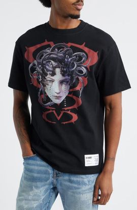 MEMORY LANE MEMORY LANE Medusa Cries Oversize Crystal Embellished Graphic T-Shirt