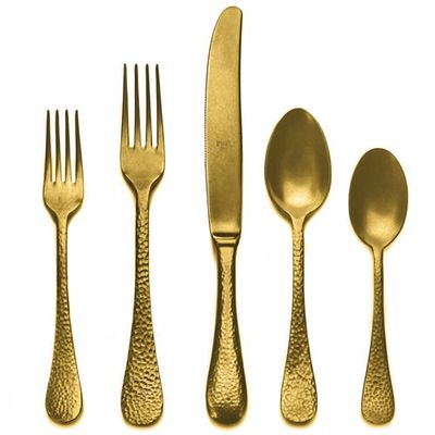 Mepra Mepra Epoque Pewter Gold Flatware  Set - 5 Pieces 