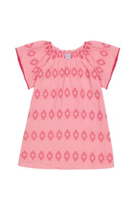 Mer St. Barth Mer St. Barth Mini Capucine Girl's Caftan Rose Embroidery