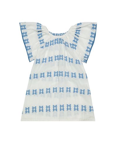 Mer St. Barth Mer St. Barth Mini Capucine Girl's Coverup Blue Embroidery