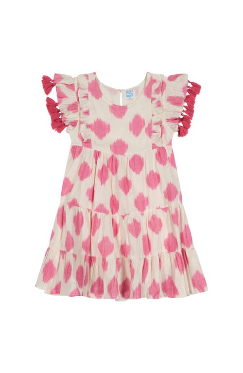 Mer St. Barth Mer St. Barth Sophie Girl's Tassel Dress White Pink Ikat 