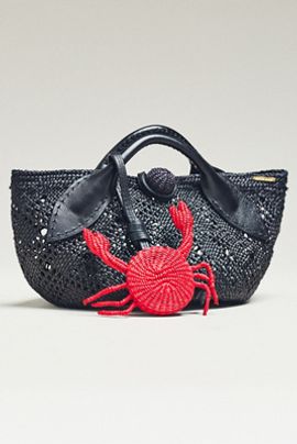 Mercedes Salazar Mini Raffia Crab Bag