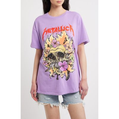 Merch Traffic Merch Traffic Metallica Fire Scull Cotton Graphic T-Shirt