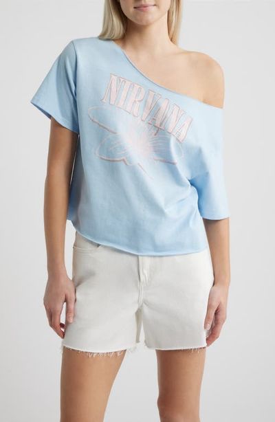 Merch Traffic Merch Traffic Nirvana Graphic Print Off the Shoulder Cotton T-Shirt