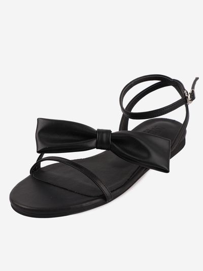 MERCYCROWN Fairy Ribbon Slingback Sandal_Black