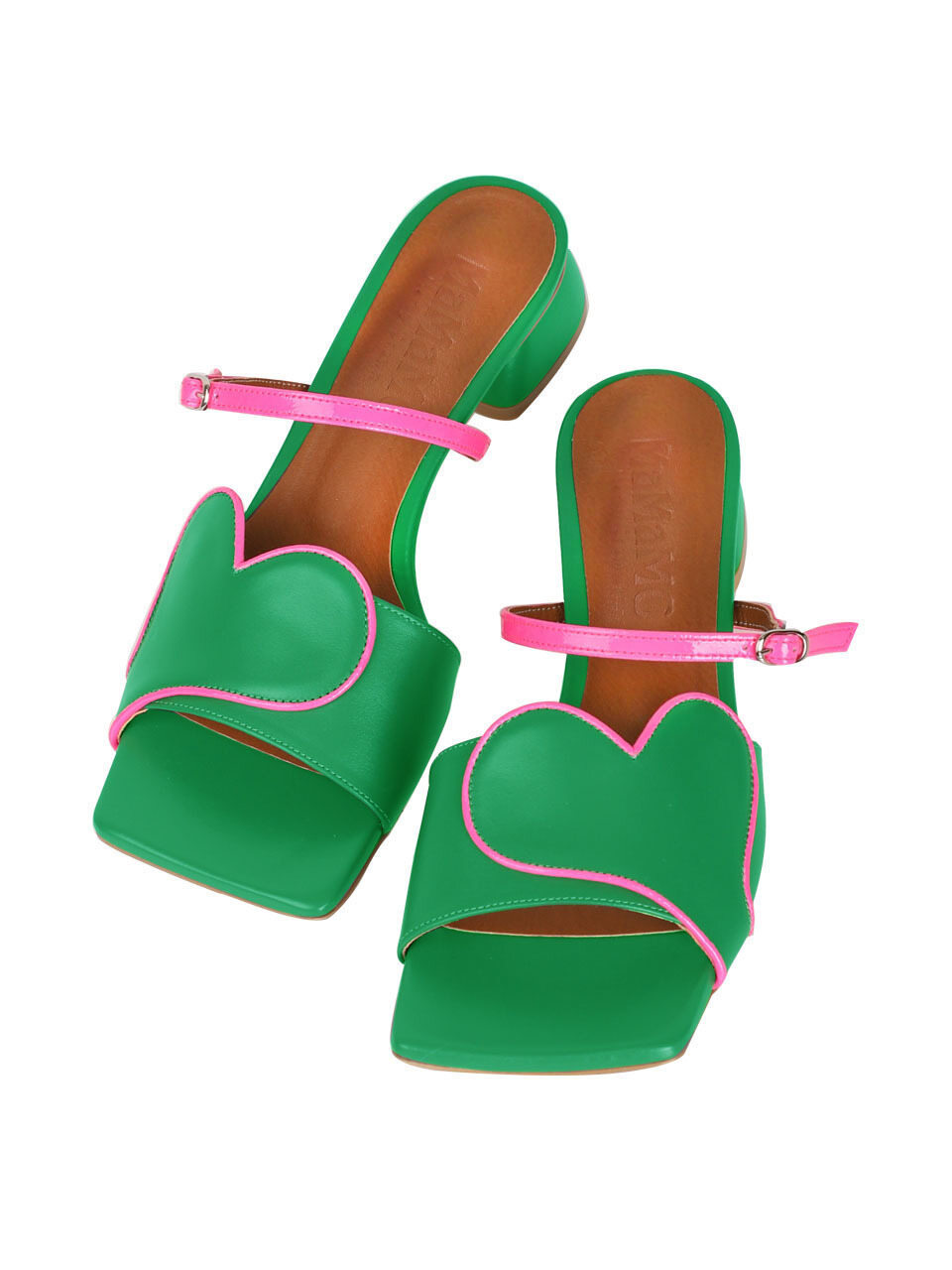 MERCYCROWN HeartQueen Square Mule_Green / Pink