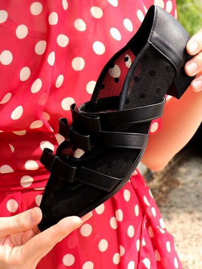 MERCYCROWN Macaron Ribbon Flat_Black (Dot Mesh) 1cm / 3cm