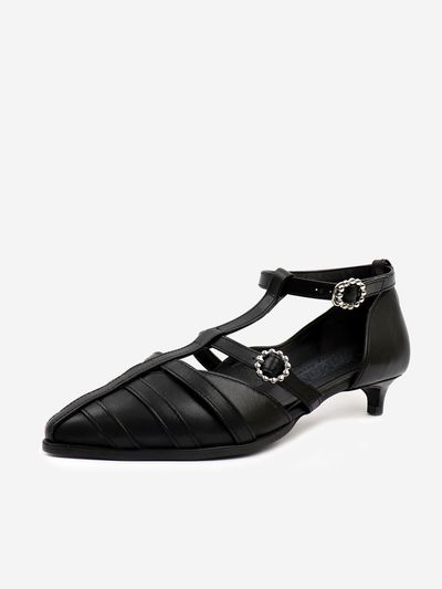 MERCYCROWN Macaron T-strap Sandal_Black (1cm / 3cm)