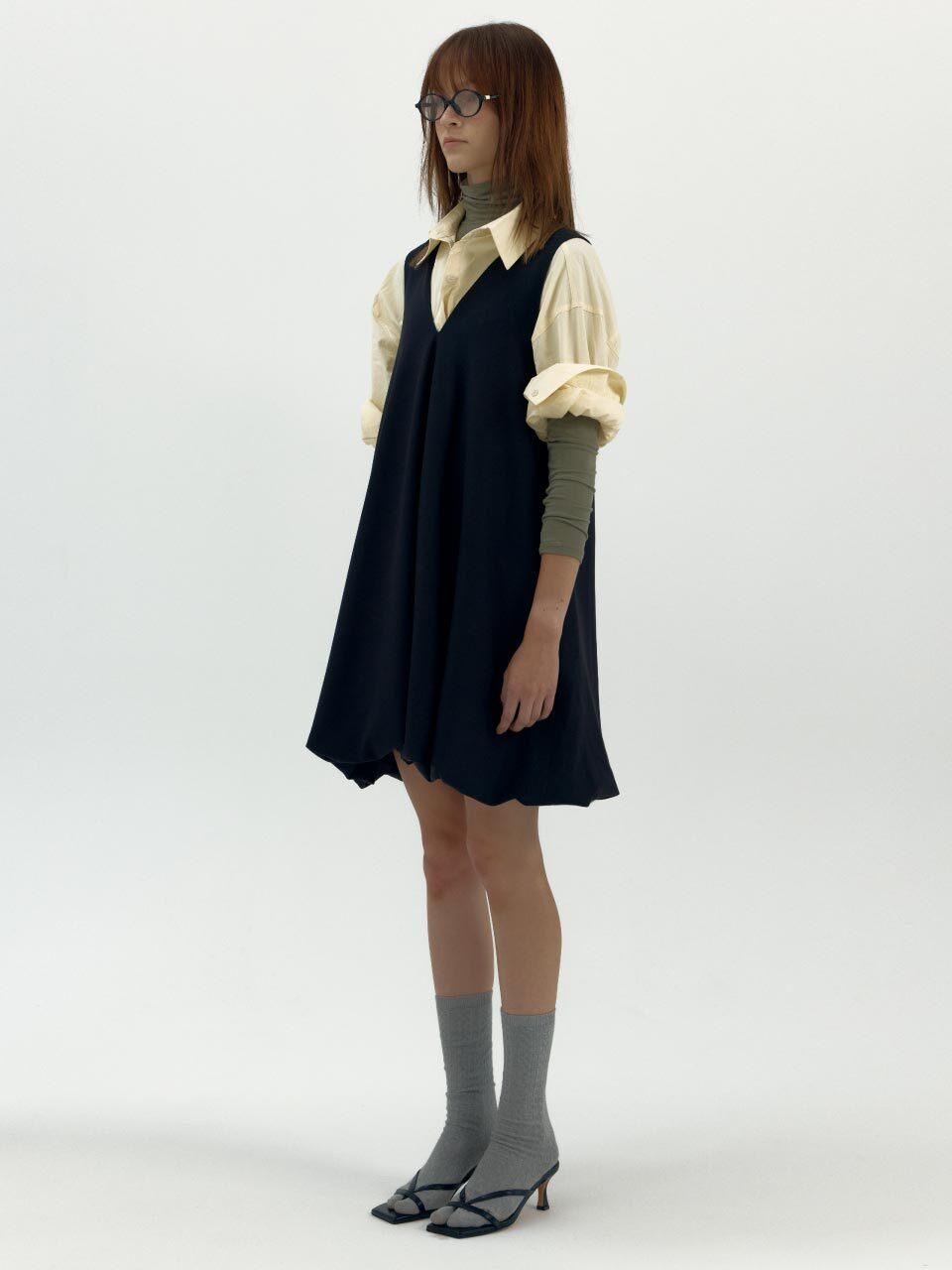 MERENS [2 COLOR] PUMPKIN V - NECK SLEEVELESS LAYERED DRES