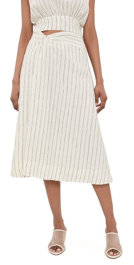 Merlette Merlette Mehar Linen Stripe Skirt Ivory Black Stripe