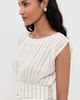 Merlette Merlette Shaan Stripe Top Ivory Black Stripe - 4