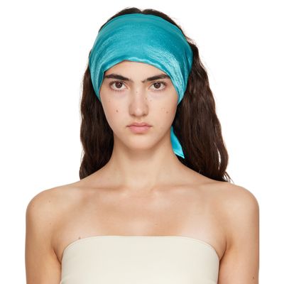 MERRMA MERRMA SSENSE Exclusive Blue Froisse Bandeau Headband