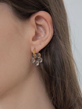 MERRYMOTIVE [2 Way] Glass Flower Surgical Hoop Earring