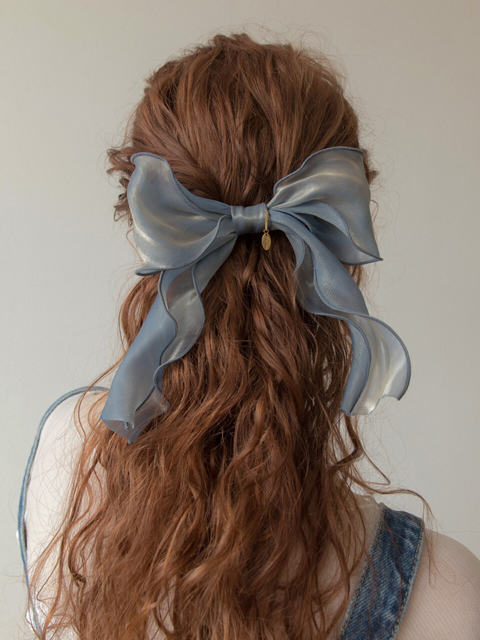 MERRYMOTIVE Blue Organza Ruffle Ribbon Hairpin