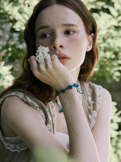 MERRYMOTIVE Bluegreen clover crochet knit bracelet