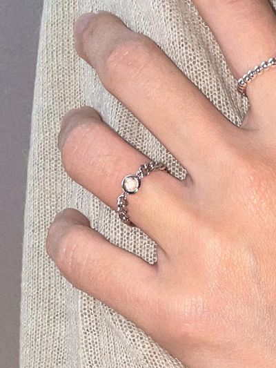 MERRYMOTIVE Clear Crystal Pendant Surgical Chain Ring