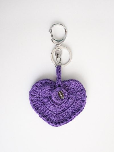 MERRYMOTIVE Crochet Heart Pouch Keyring_Purple