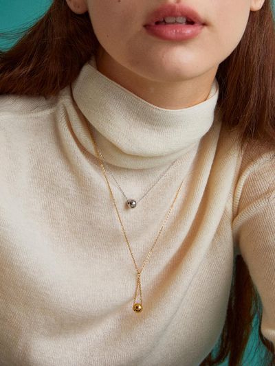 MERRYMOTIVE drop ball pendant with surgical necklace (2colors)