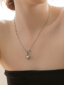 MERRYMOTIVE Folder Heart Pendant With Mix Chain Necklace