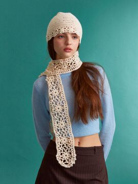 MERRYMOTIVE Handmade Premium Cotton Vintage-Inspired Scarf [Beige]