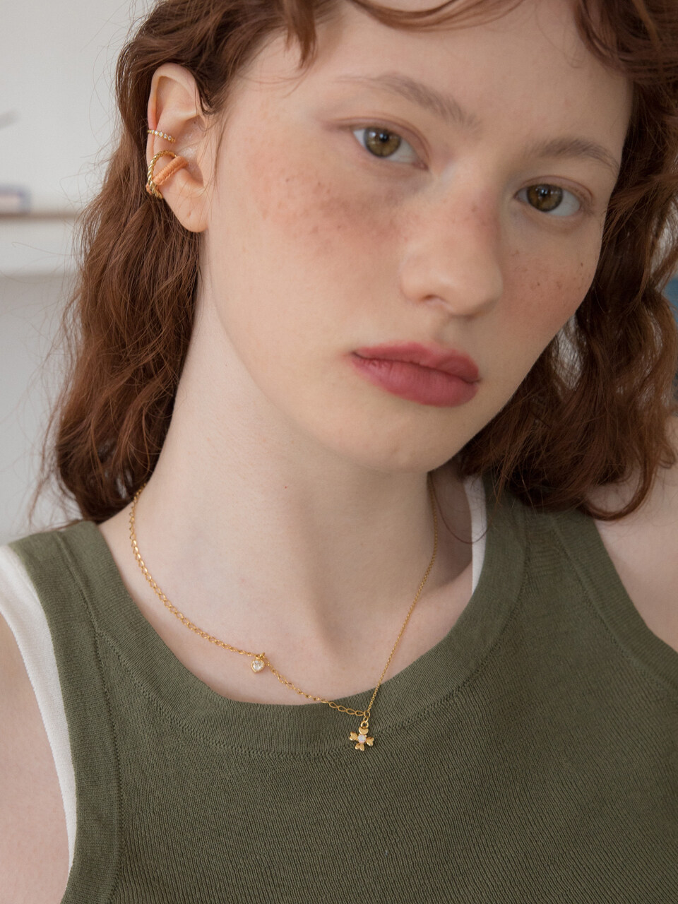 MERRYMOTIVE Heart Clover Pendant Surgical Chain Necklace