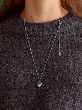 MERRYMOTIVE Heart pendant combi long necklace (2colors)