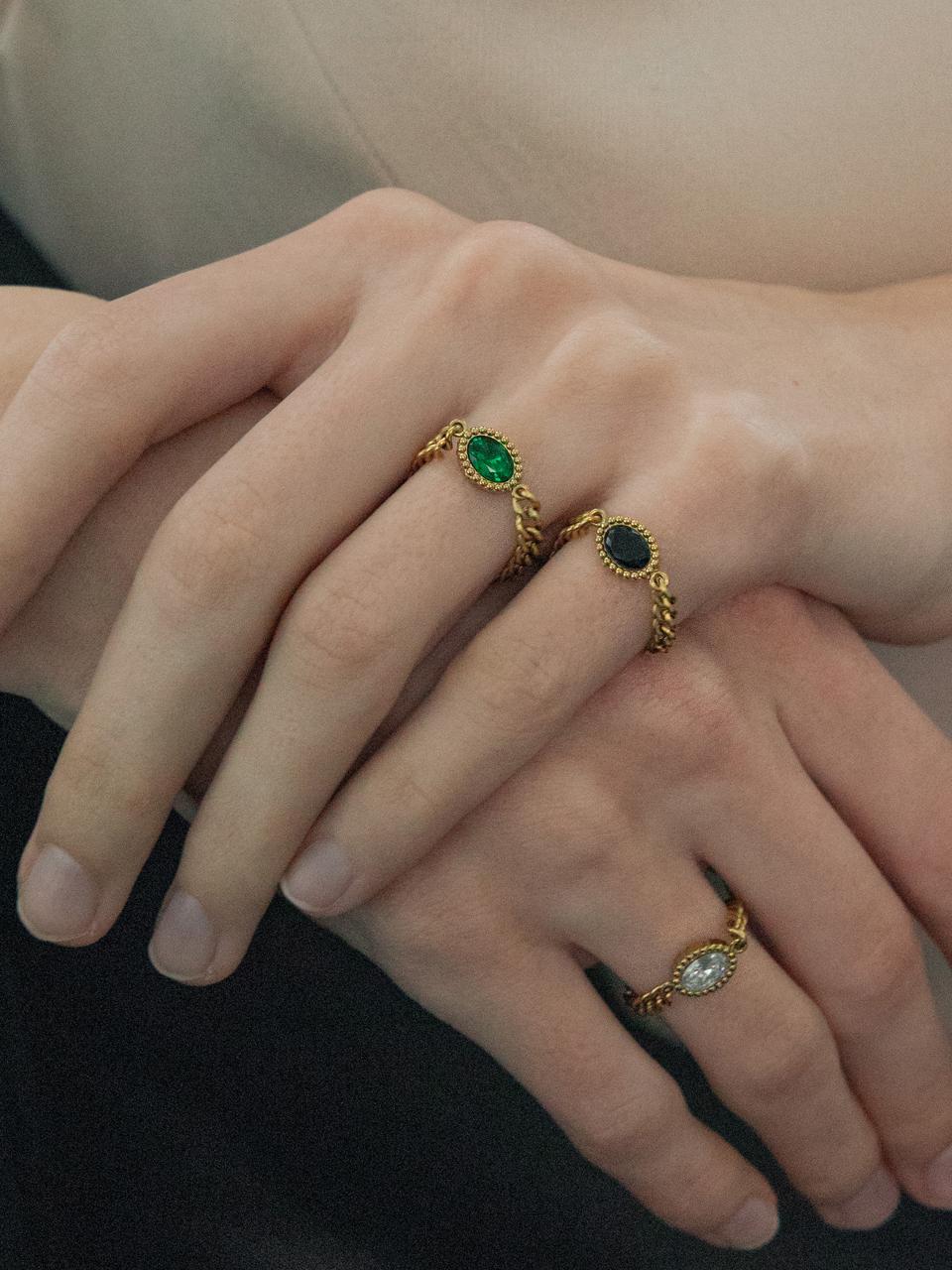 MERRYMOTIVE Oval Color Cubic Surgical Chain Ring