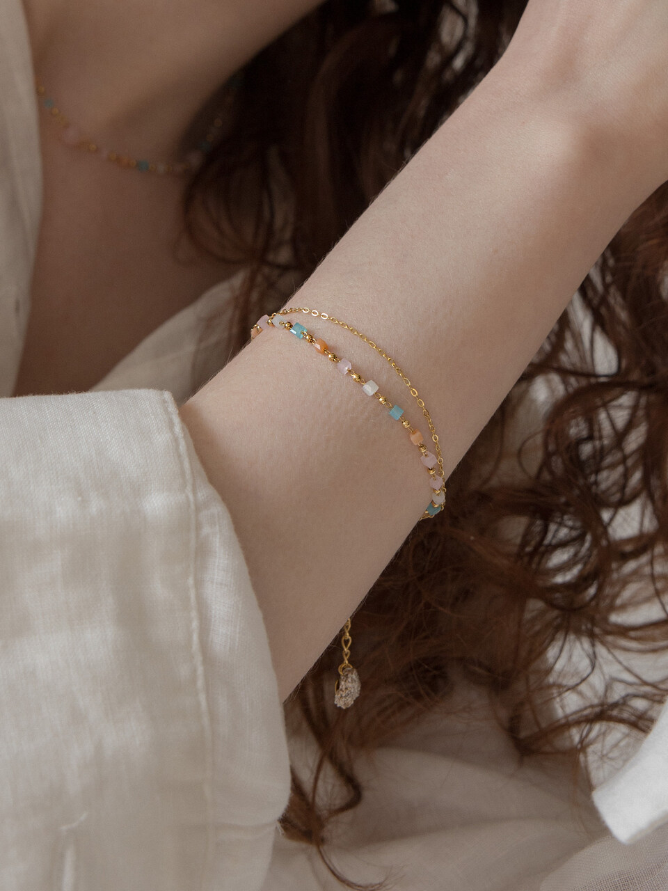 MERRYMOTIVE Pastel Candy Chain 925 Silver Bracelet / Anklet