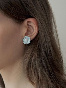 MERRYMOTIVE Pastel Sunshine Knit Flower Earring_Sky Blue