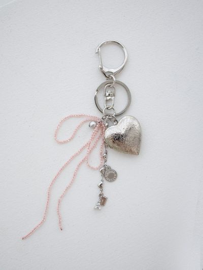 MERRYMOTIVE PInk ribbon and heart keyring