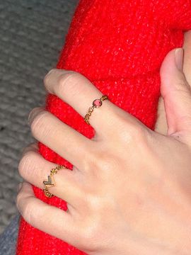 MERRYMOTIVE Red Crystal Pendant Surgical Chain Ring