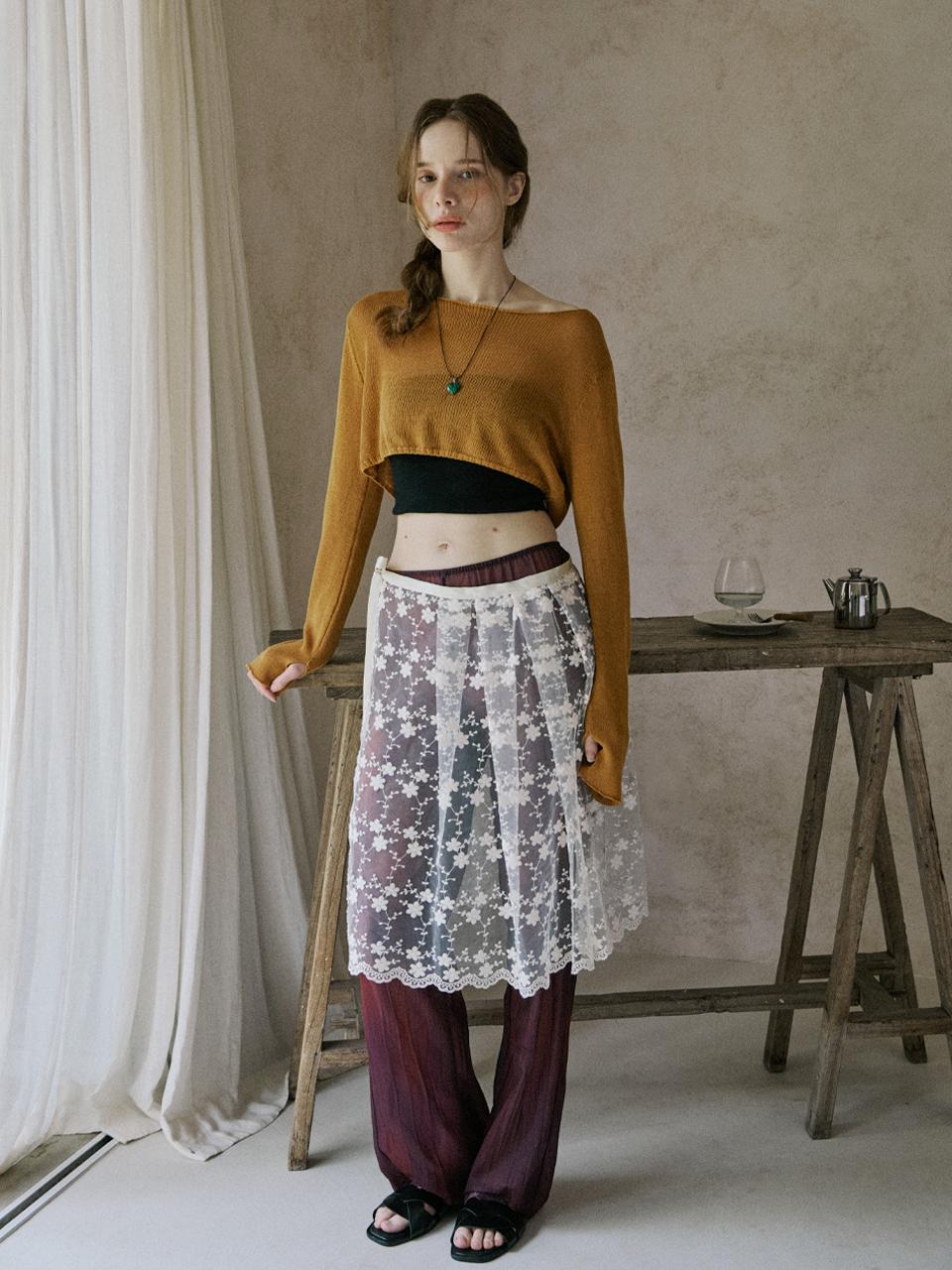 MERRYMOTIVE Sheer floral layered wrap skirt