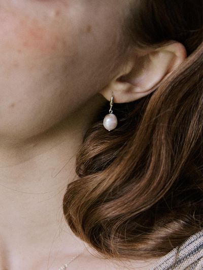 MERRYMOTIVE [Silver] Freshwater pearl drop earring