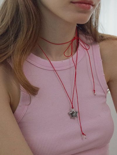 MERRYMOTIVE Star Width Red String Necklace