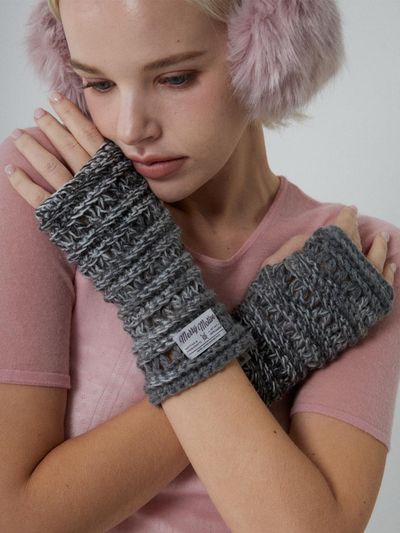 MERRYMOTIVE Wool Blend Handcrafted Fingerless Handwarmer [Mix Grey]