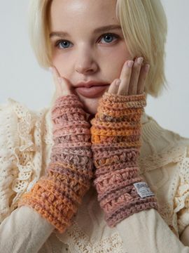 MERRYMOTIVE Wool Blend Handcrafted Handwarmer [PINK Brown]
