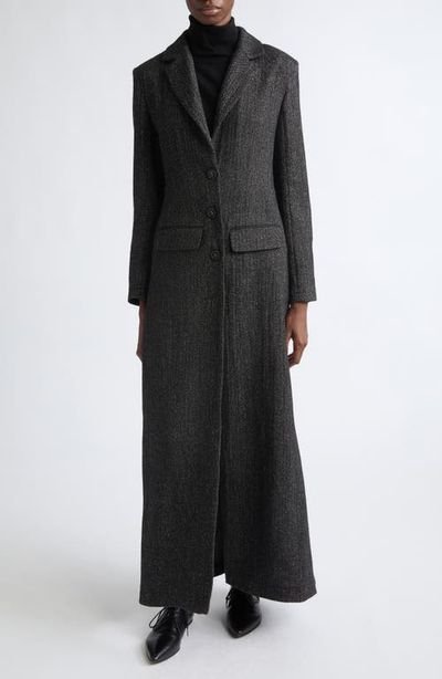 Meruert Tolegen Meruert Tolegen Herringbone Linen & Wool Blend Tailored Overcoat