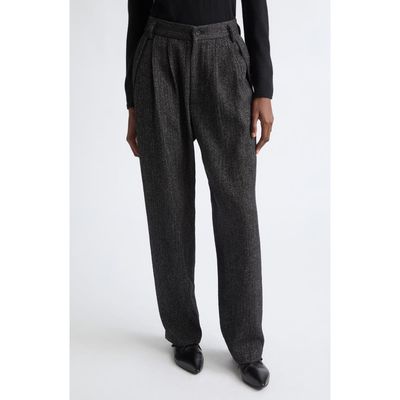 Meruert Tolegen Meruert Tolegen Linen & Wool Blend Herringbone Pleated Trousers