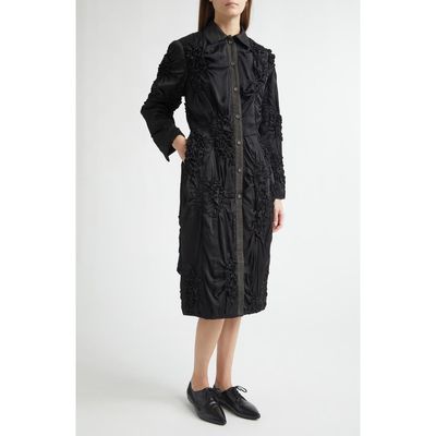 Meruert Tolegen Meruert Tolegen Smocked Tailored Satin Cocoon Coat