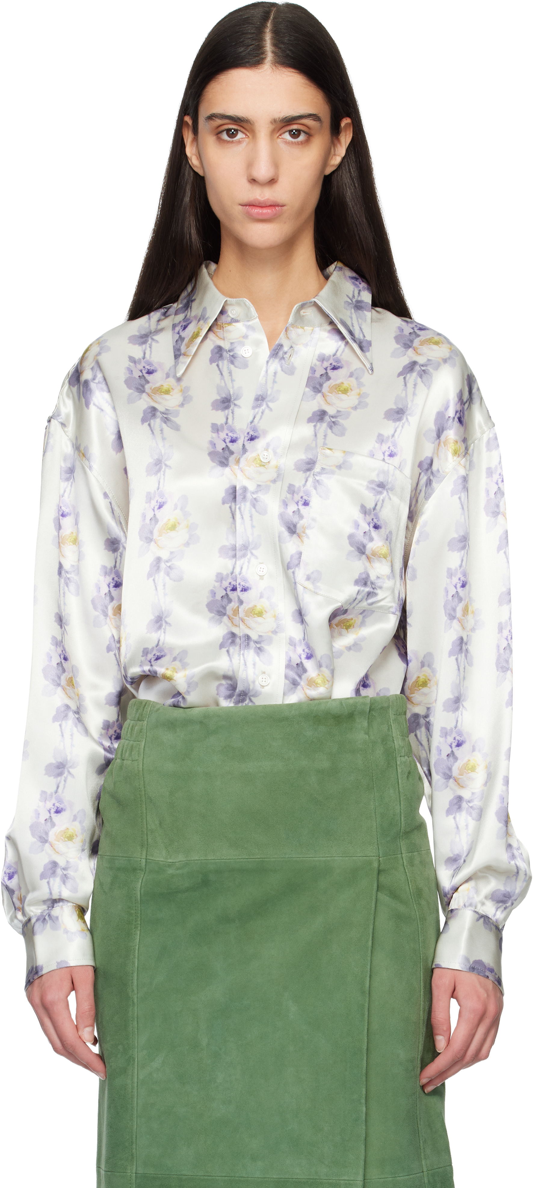 Meryll Rogge - Stripe Deconstructed Button-Up Shirt in Blue Multi