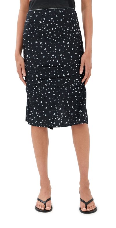 Meryll Rogge Side Drape Slip Skirt Black/White