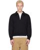 Merz b. Schwanen Merz b. Schwanen Black Authentic Fleece Polo Collared Half-Zip Cotton Sweatshirt - 1