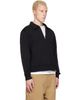 Merz b. Schwanen Merz b. Schwanen Black Authentic Fleece Polo Collared Half-Zip Cotton Sweatshirt - 2