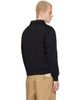 Merz b. Schwanen Merz b. Schwanen Black Authentic Fleece Polo Collared Half-Zip Cotton Sweatshirt - 3