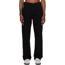 Merz b. Schwanen Merz b. Schwanen Black Cotton Canvas Straight Leg Trousers