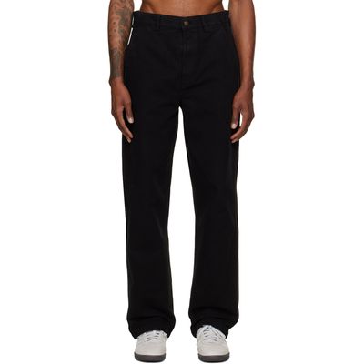 Merz b. Schwanen Merz b. Schwanen Black Cotton Canvas Straight Leg Trousers